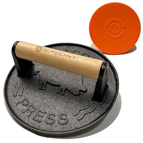 OUTDO.MXT Smash Burger Press Bacon Press 7.08" Round with Hamburger Press Pat...
