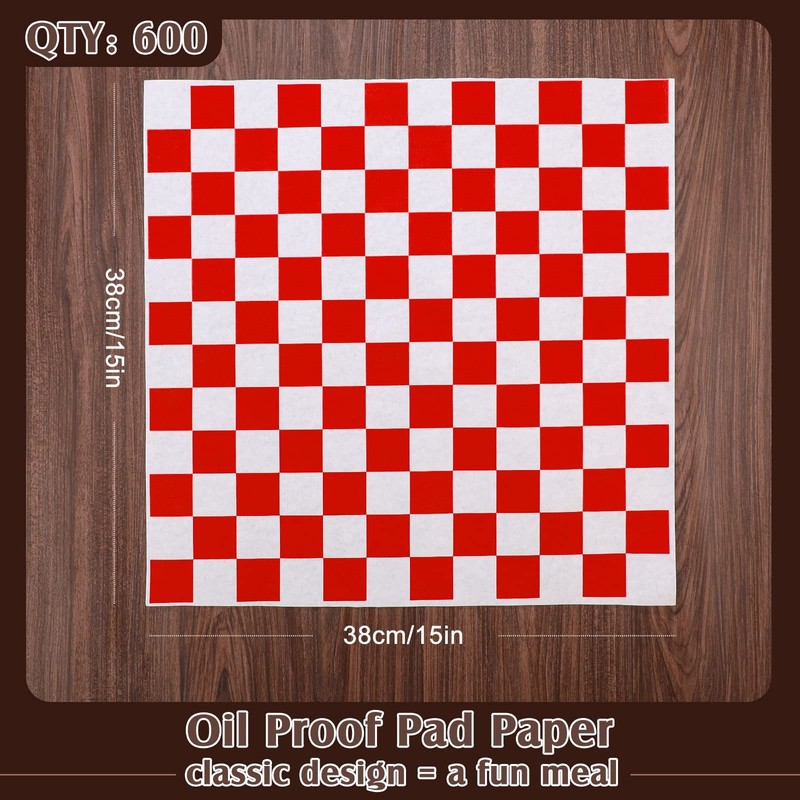 Honeydak 600 Pcs Sandwich Wrapping Paper Sheet 15x15 15 x 15 inches, Red gallery