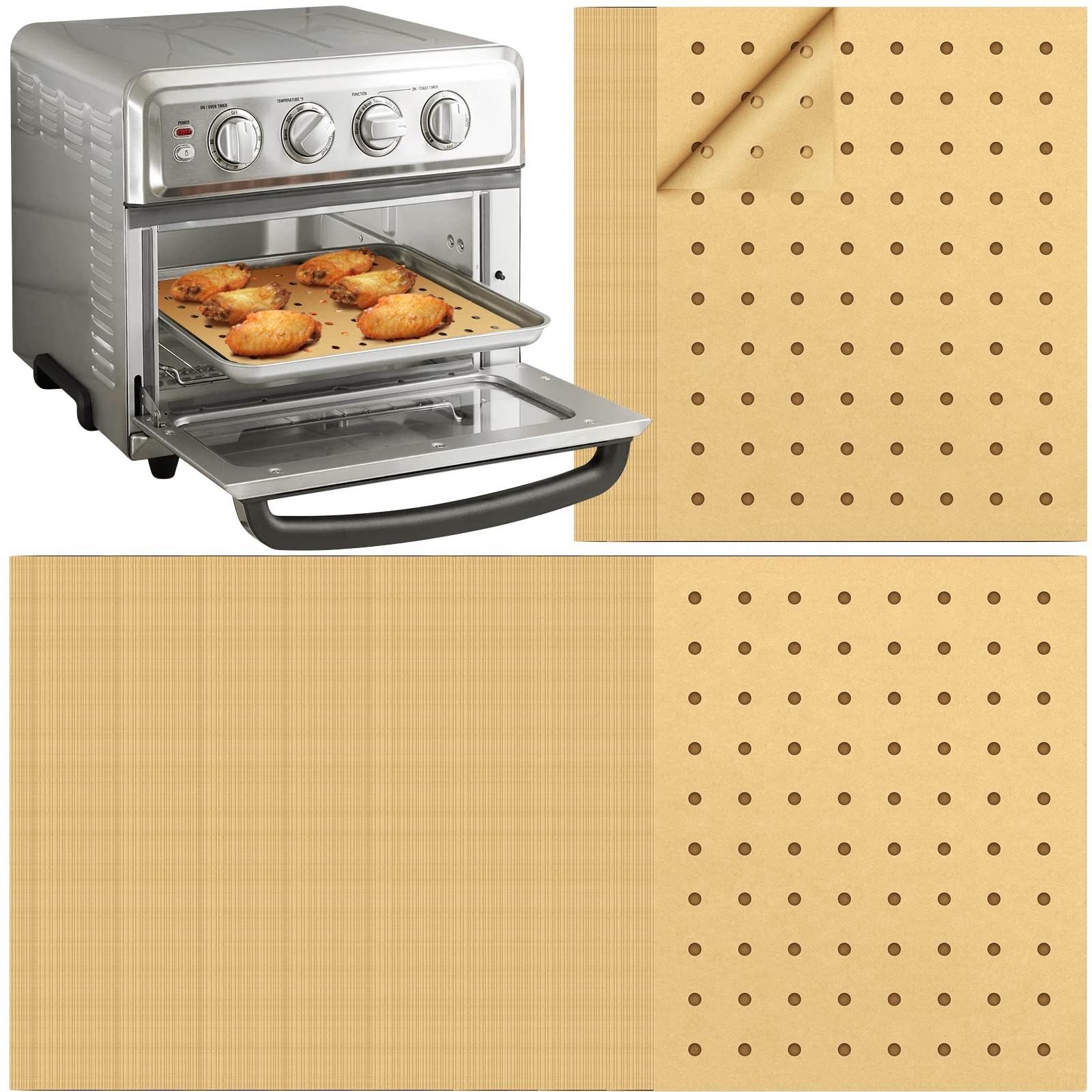 Air Fryer Disposable Parchment Paper Liners: 150pcs 9x11inch, Unbleached gallery