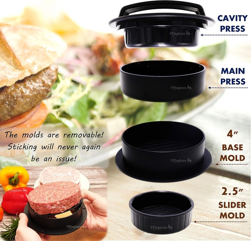 Deluxe Hamburger Press: 3-in-1 Non-Stick Tool with 100 Wax Papers - BPA Free gallery