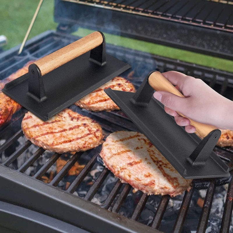 Smash Burger Press, Cast Iron Burger Press, Heavy-Duty Hamburger Smasher Tool... gallery