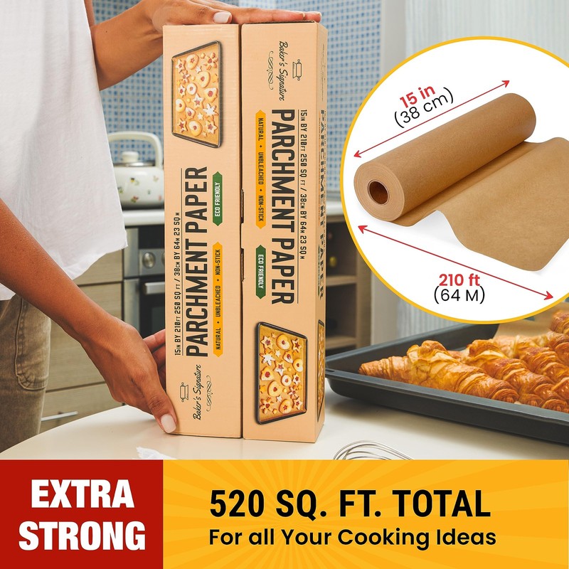 Unbleached Parchment Paper for Baking – 2-Pack 520 Sq.Ft 520 Sq.Ft, Brown gallery