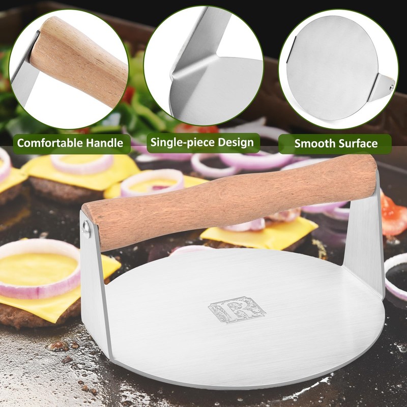 Stainless Steel Burger Press-Engraved Letter Customized Gift idea 6 inch Round gallery