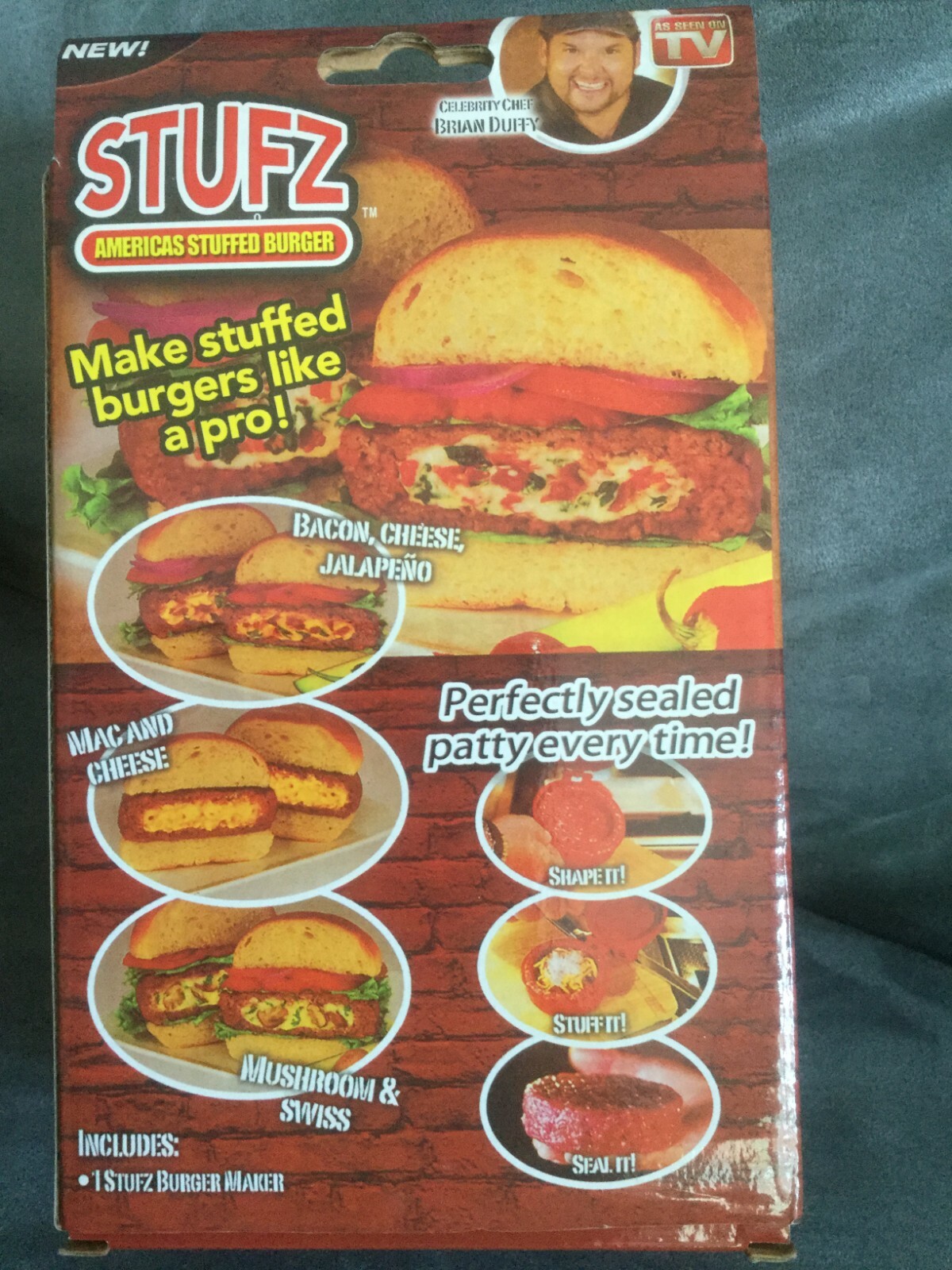 AS SEEN ON TV STUFZ STUFFED BURGER MAKER BY IDEA VILLAGE - NEW IN BOX gallery