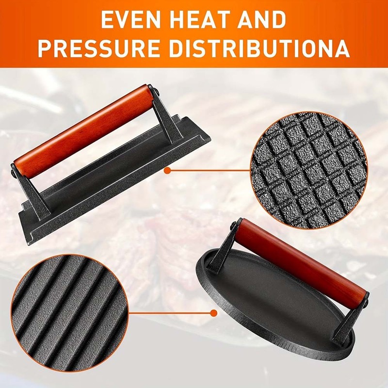 Hamburger-Pressing Heat-Resistant Home-Use 2-Piece Cast Iron Hamburger Press Set gallery