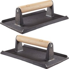 Pro Grade, Pre Seasoned Cast Iron Grill Weight 2Pk. Heavy Duty Steak and Burg…