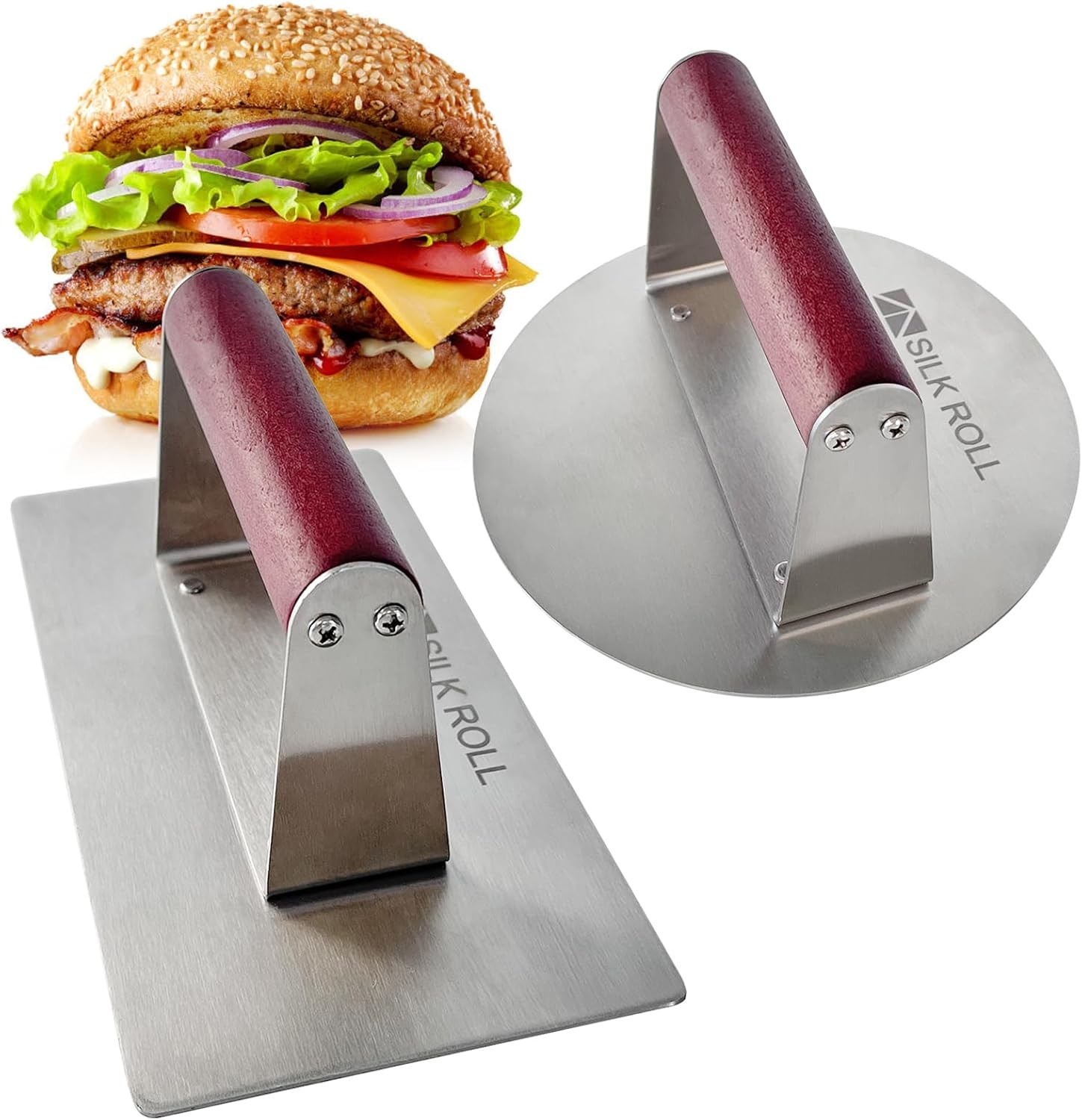 Stainless Steel Burger Press, Hamburger Press, Heavy Duty Meat Press, 8 Inch ... gallery