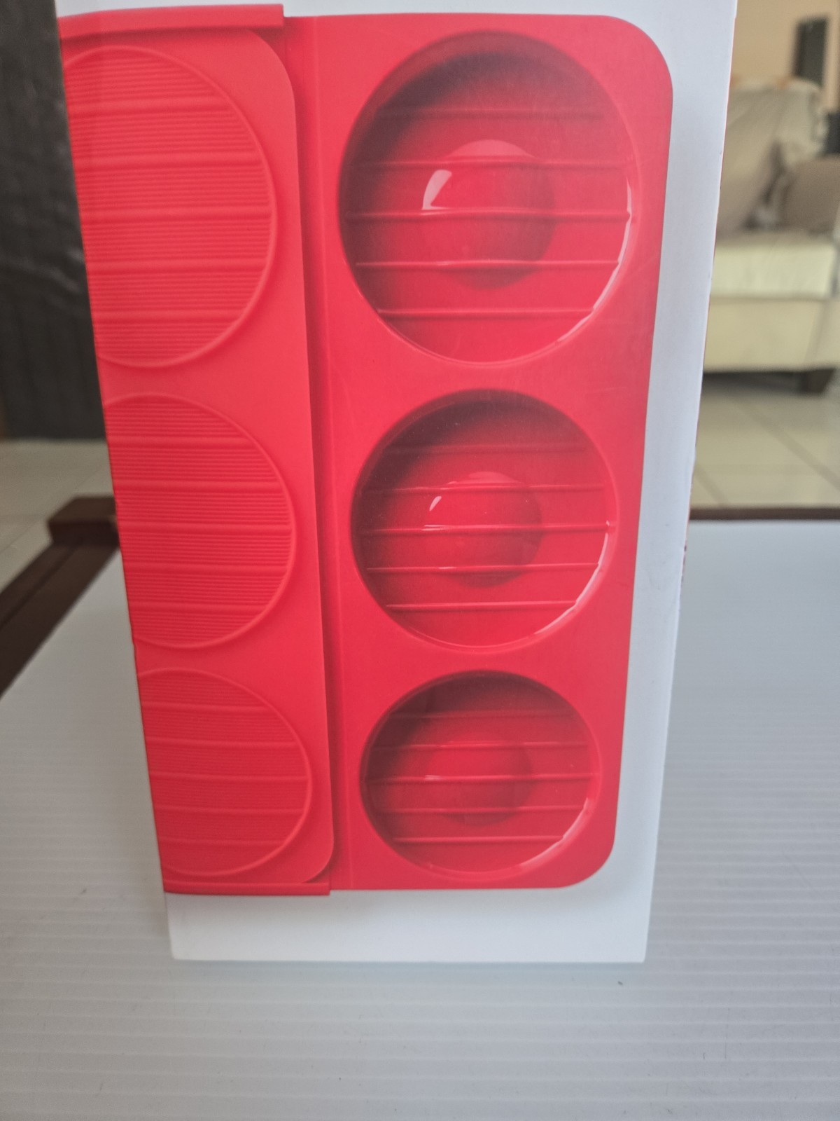 Chef'n Shape + Store Burger Mold 3 Burger Fold & Freezer Red Silicone Container gallery