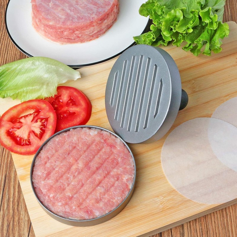 Prensa para hamburguesas aluminio grado alimenticio con mango ABS antiadherente gallery