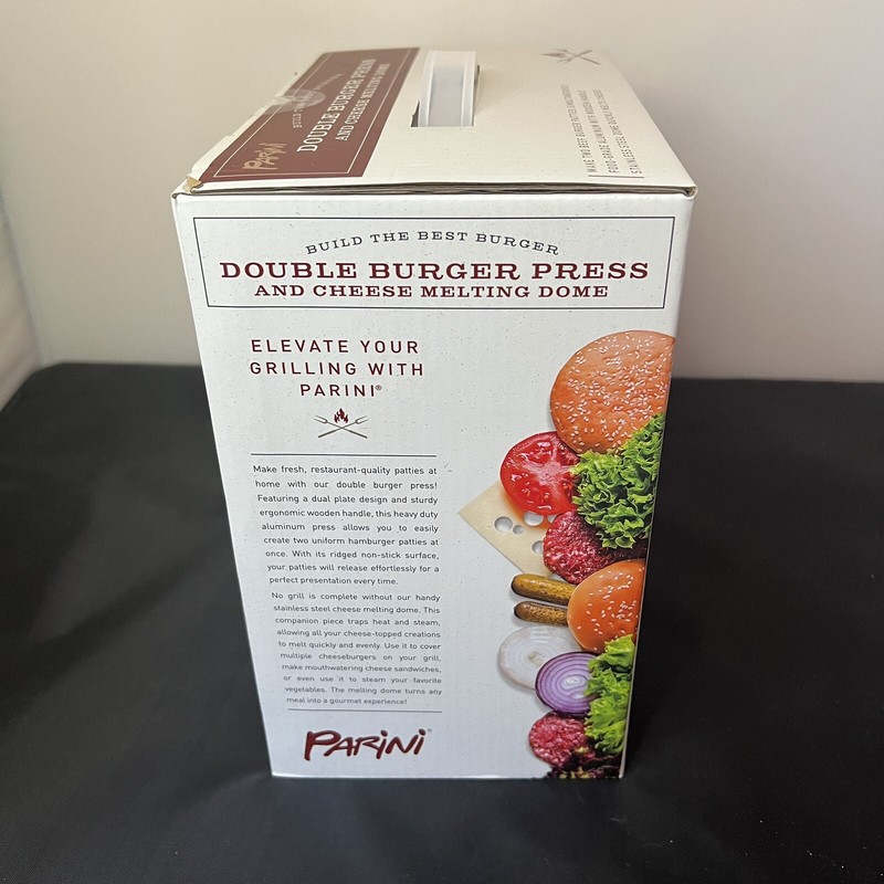 Parini Double Non-Stick Burger Press & Cheese Melting Dome 8.75" NIB gallery