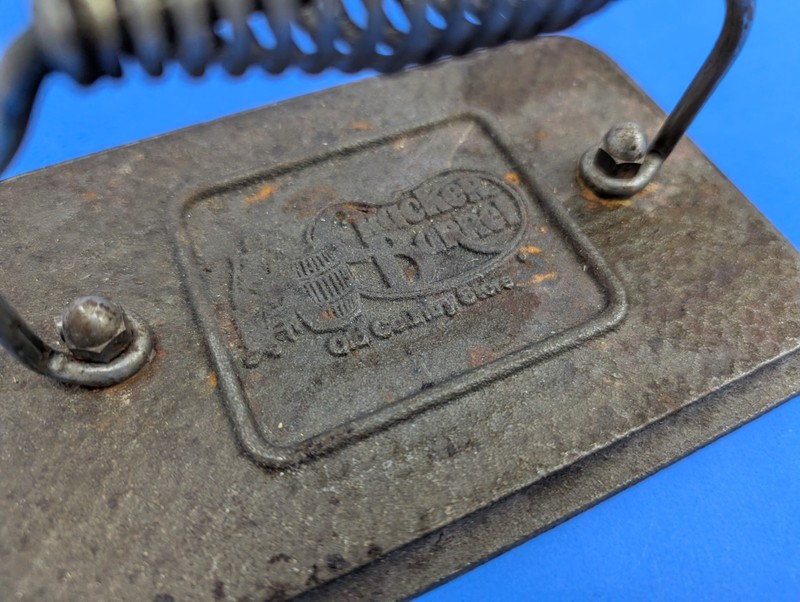 Vintage Cracker Barrel Cast Iron Meat Burger Press Flat Iron OLD LOGO gallery