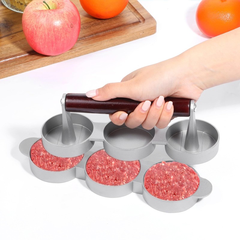 Sausage Patty Press Mini Burger Press 3 Patties At A Time for BBQ Picnic gallery