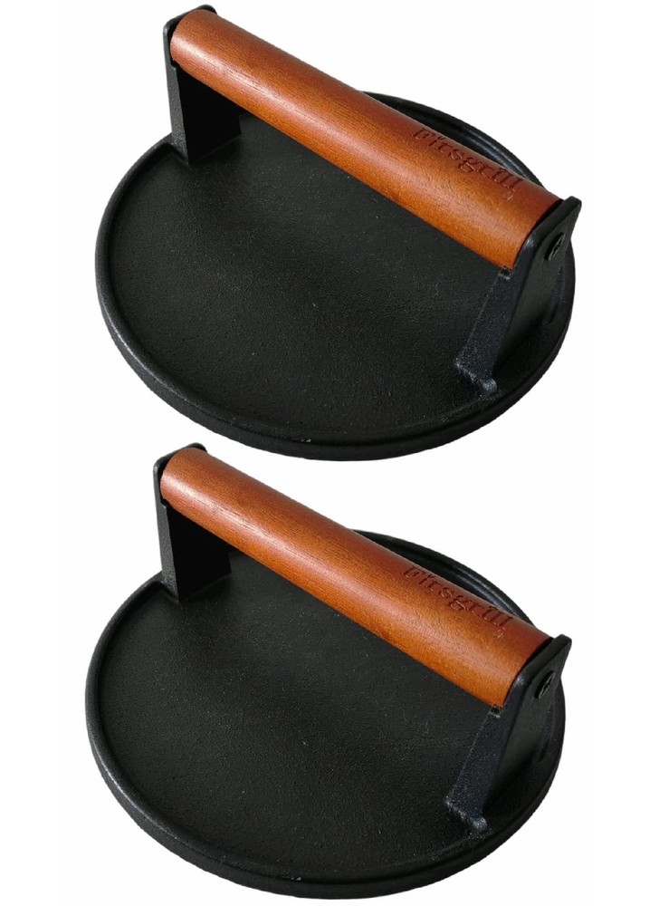 2Pack Burger Press 7.08" Round,HeavyDuty Cast Iron Smash Burger Press Meat St...