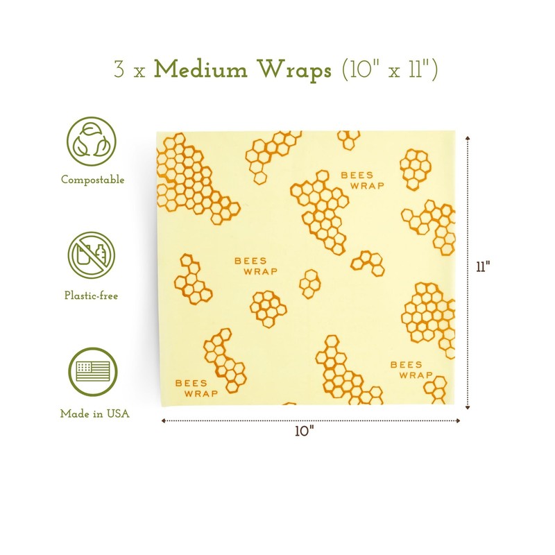 Bee's Wrap Beeswax Wraps for Food - Pack of 3 Medium, Honeycomb Medium 3 gallery