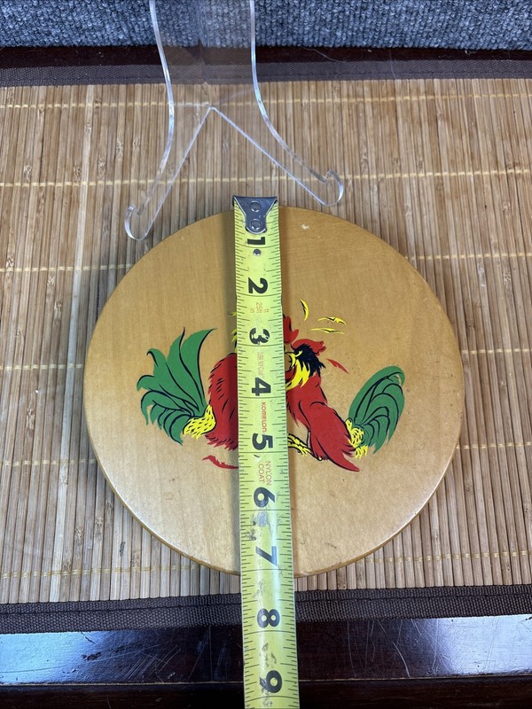 Bathe' Vintage Burger Press~Fighting Roosters~Wood 7" Diameter~Folkart gallery