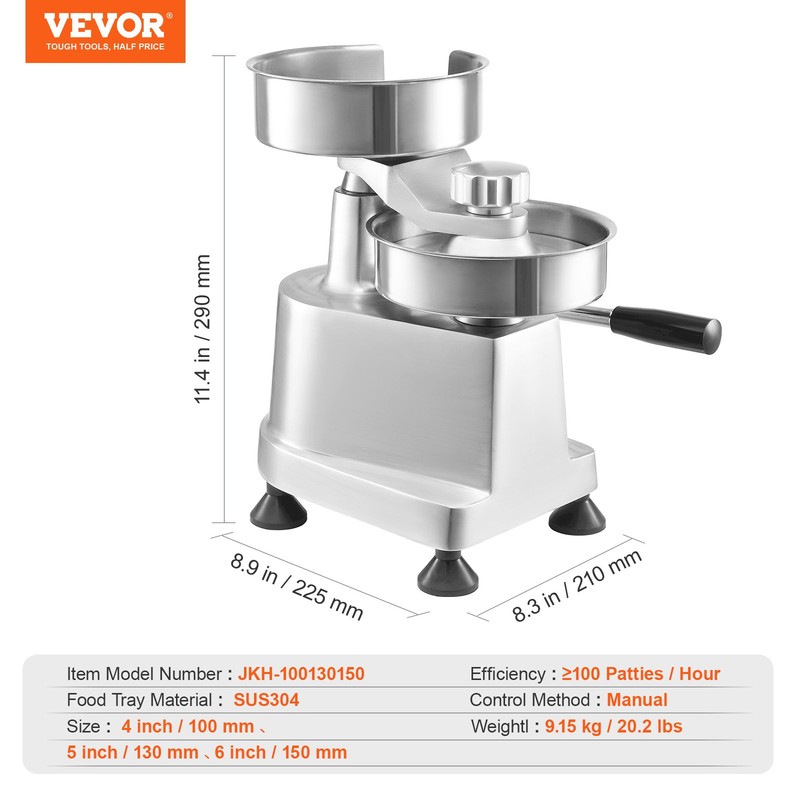 VEVOR 4"/5"/6" Commercial Burger Patty Maker Hamburger Press Forming Machine gallery