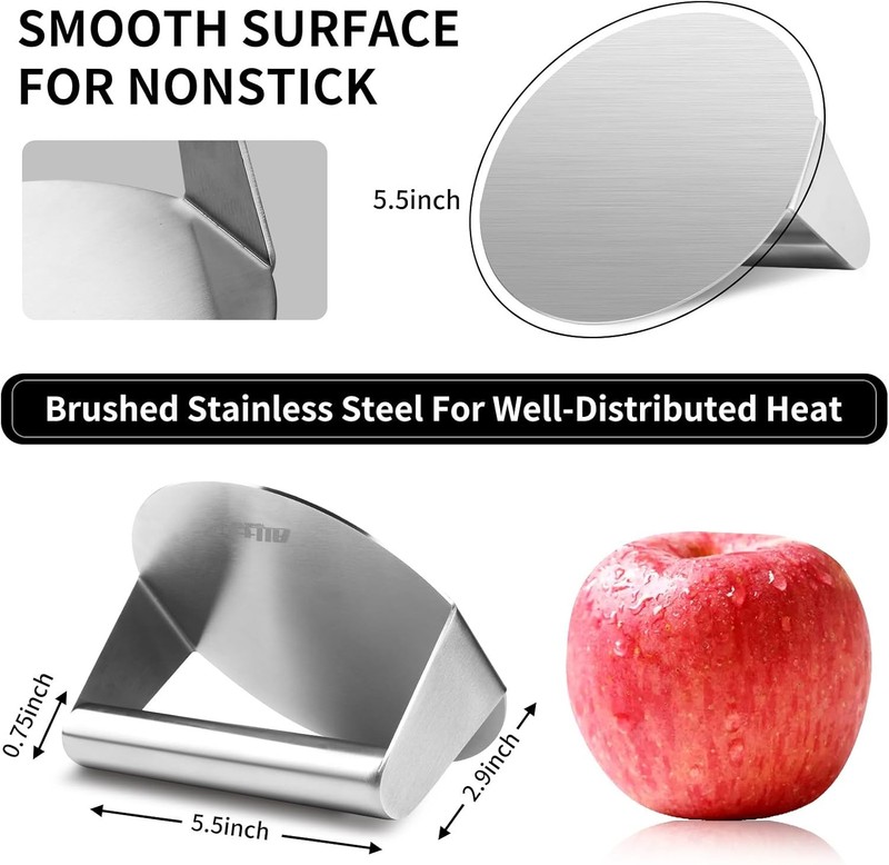 ALLTOP Smash Burger Press -Grill Essential,Stainless Steel Non-Stick Smasher Ham gallery