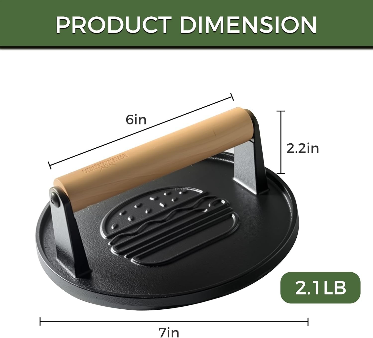 Cast Iron Smash Burger Press 7.1",Grill Bacon Meat Press Tool,Perfect for Blacks gallery