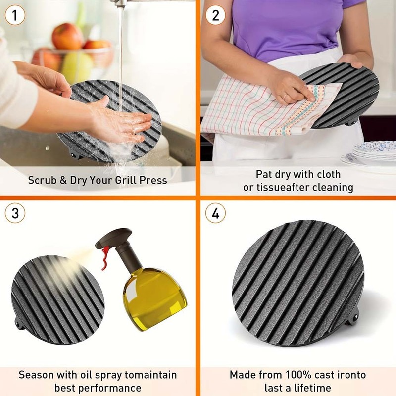 Hamburger-Pressing Heat-Resistant Home-Use 2-Piece Cast Iron Hamburger Press Set gallery