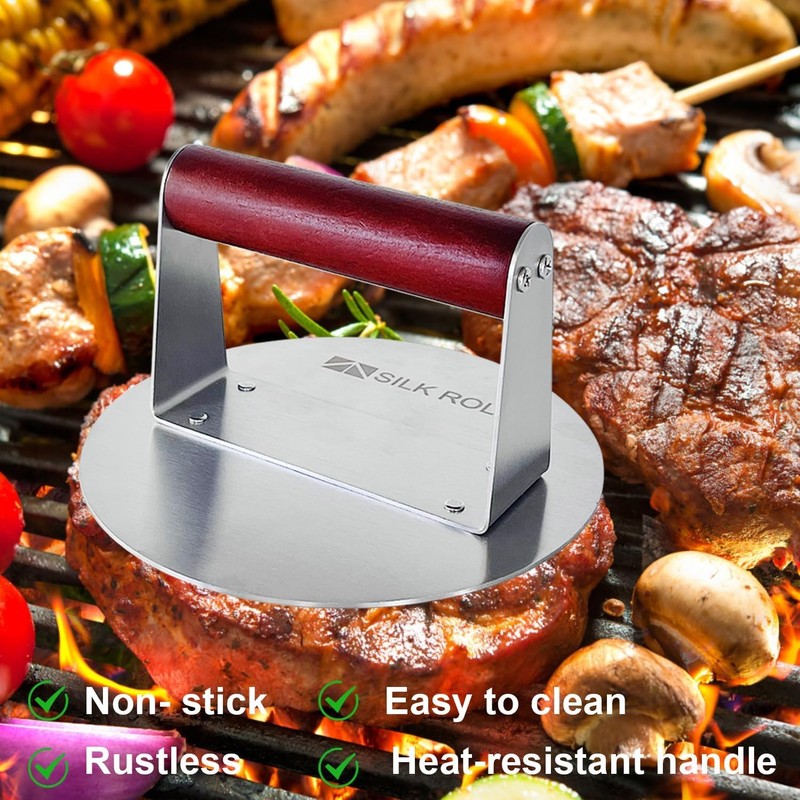Stainless Steel Burger Press, Hamburger Press, Heavy Duty Meat Press, 8 Inch ... gallery