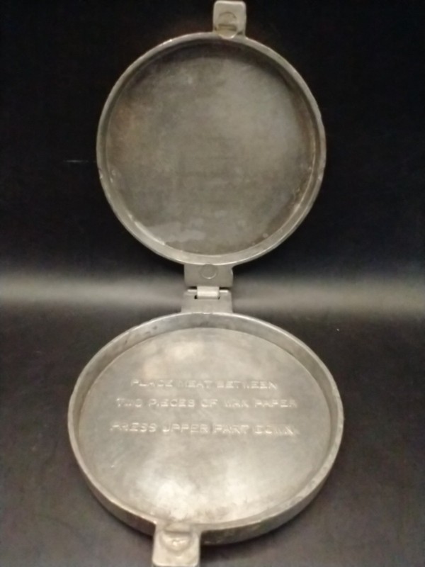 Vintage 1950s Hamburger Press Aluminum Ground Meat Burger Slider Embossed Chef gallery