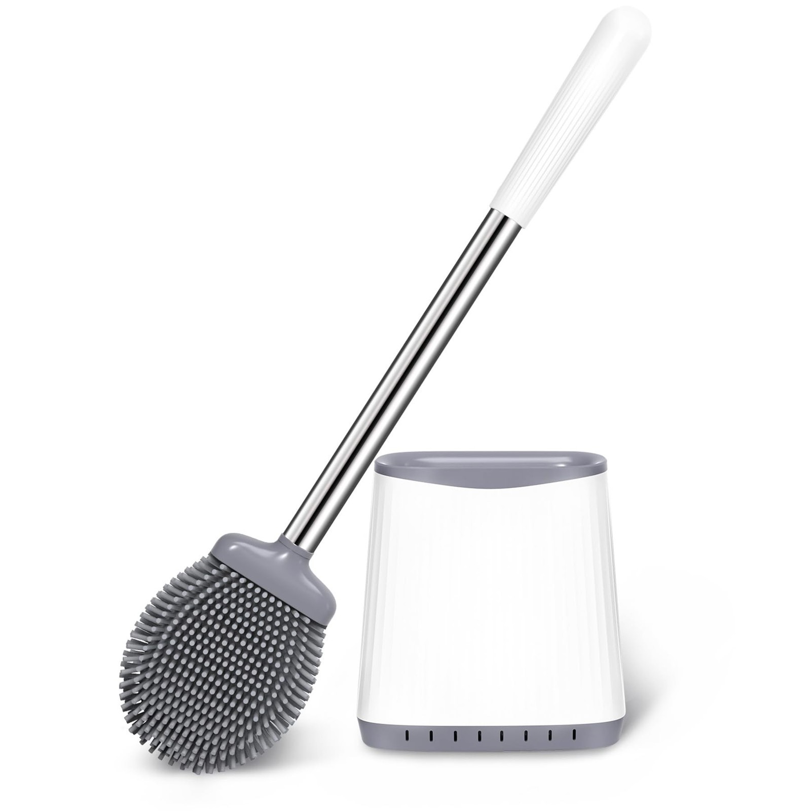 Toilet Brush, Silicone Toilet Brush and Holder Set, Flexible Toilet Bowl Brus... gallery