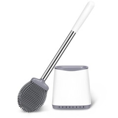 Toilet Brush, Silicone Toilet Brush and Holder Set, Flexible Toilet Bowl Brus…