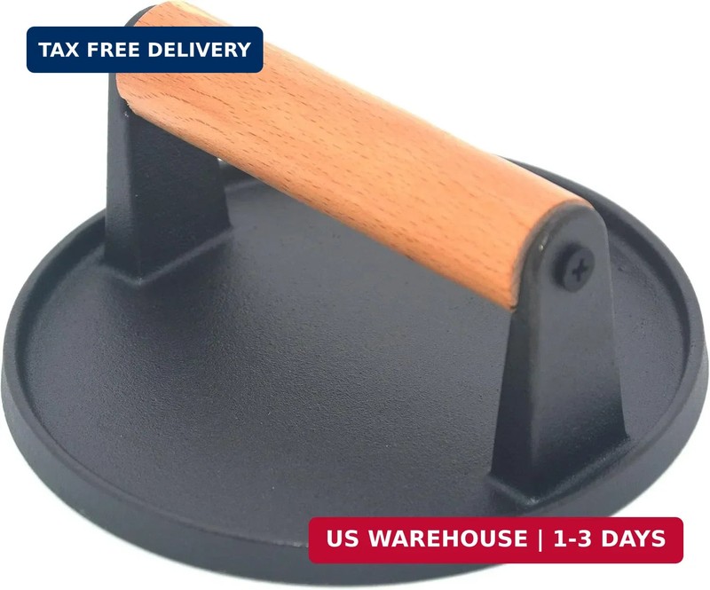Kitchen Tools Heavy Duty Cast Iron Smash Burger Press Round Barbecue Meat Flat P gallery