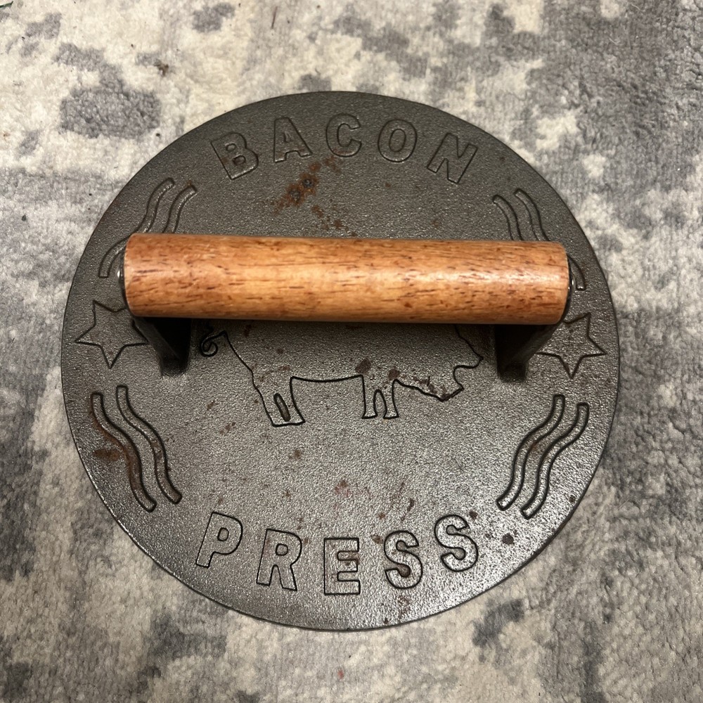 Bacon Press 8.5-Inch round | Heavy-Duty Cast Iron Grill Press for Perfectly Sear