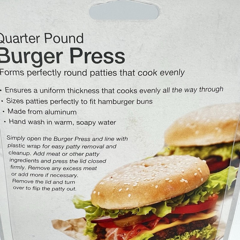 HIC Kitchen Burger Press & Patty Maker Aluminum Makes Quarter-Pound Patties NEW gallery