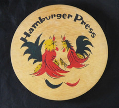 Rooster Chicken Hamburger Burger Press Wooden Fighting Hand Painted Vintage