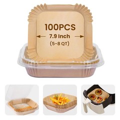 Air Fryer Paper Liners: 100 Pcs Disposable 7.9 inch, wood pulp
