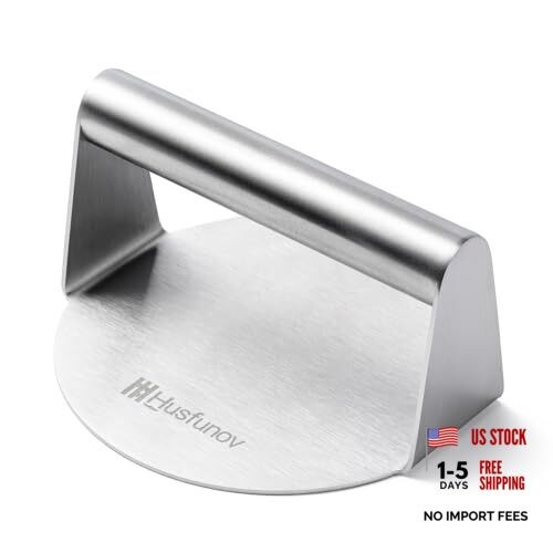 Husfunov Stainless Steel Burger Press, 5.5 Inch Round 5.5inch-Steel Handle