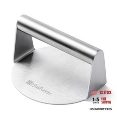 Husfunov Stainless Steel Burger Press, 5.5 Inch Round 5.5inch-Steel Handle