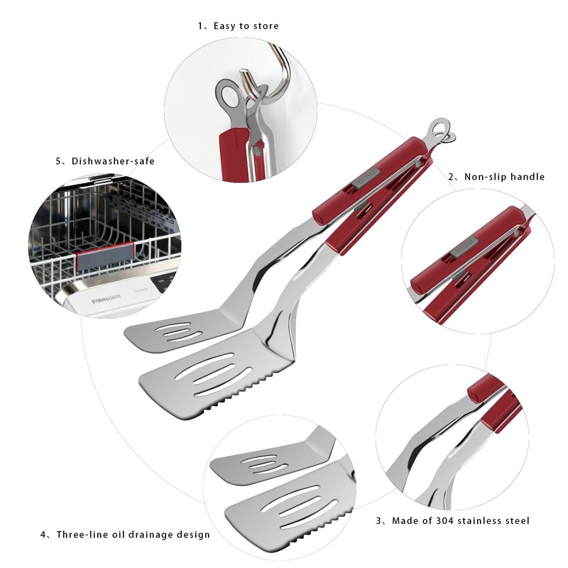 11.5-inch Stainless Steel Tongs for Cooking – Versatile Metal Spatula Tong gallery