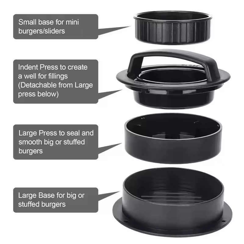 Burger Press 3 in 1 Non-Stick Hamburger Patty Maker Mold BBQ Kitchen Meat Tool gallery
