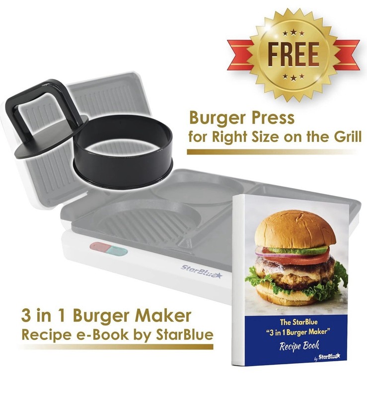 Hamburger Grill Maker by StarBlue with FREE Burger Press and Recipes eBook - gallery
