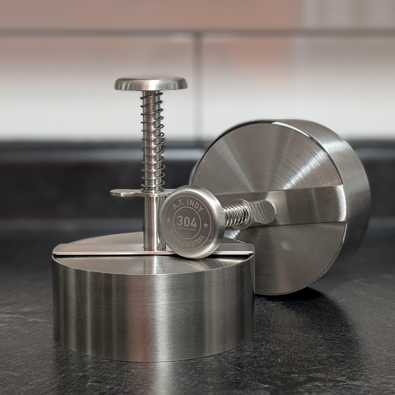 A.T. Indy Burger Patty Maker 4.5in_304 Stainless Steel_ Press Silver gallery