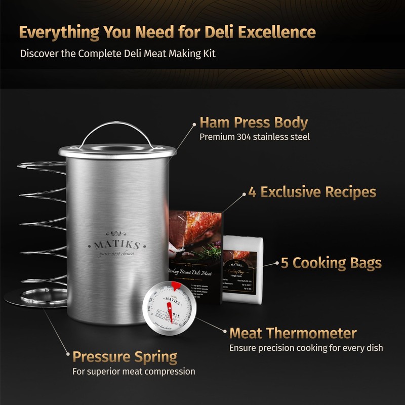 Matiks Deli Meat Press Mold for Meats - Make Your Large Standard, Silver gallery