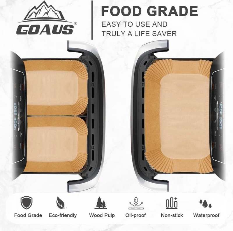 GOAUS Parchment Paper Liners 60+120 Pcs Combo for Air 12 x 8, unbleached gallery