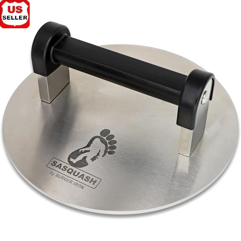 Heavy Duty Stainless Steel Burger Press 8 Inch Smashing Power Easy Clean Handle