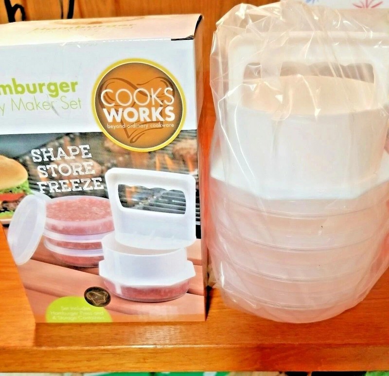 cooks Works 4 Hamburger Patty Maker BPA FREE Dishwasher Safe Easy Shape & Store gallery