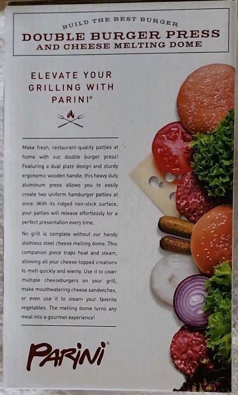 Parini Double Burger Press & Cheese Melting Dome Non-Stick 8.75" Stainless Steel gallery