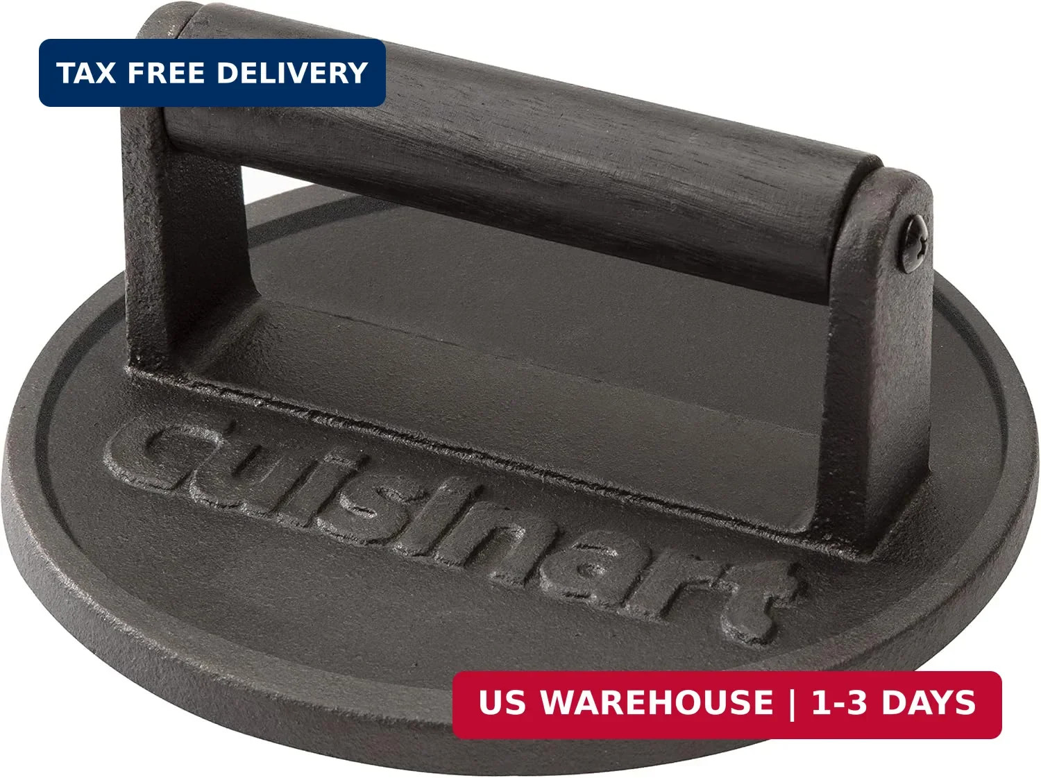 Cuisinart 6.5" Cast Iron Smashed Burger Press, Round Flat Edge Grill Press for C gallery
