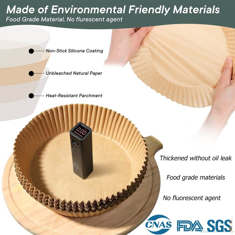 Air Fryer Liners Disposable 100 PCS-6.3 Round 7.9 (for 4-8 Qt), Natural gallery