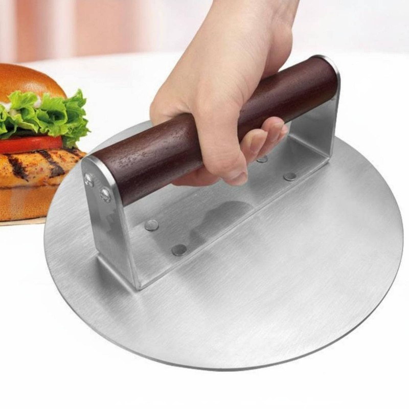 Burger Patty Press Wood Handle Meat Patty Shaper Round Shape gallery