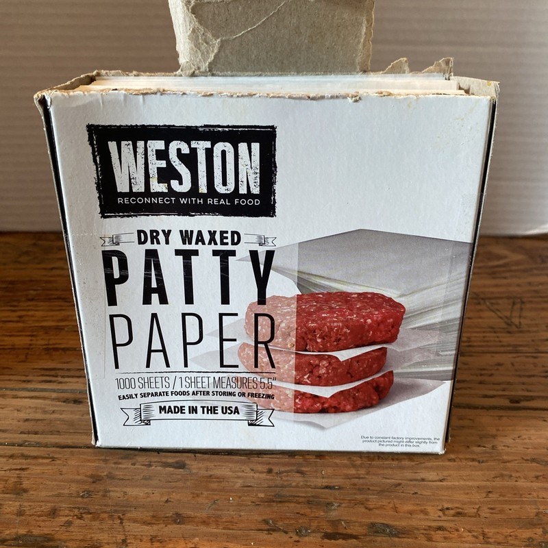 Weston Single Hamburger Press Heavy Duty Patty Maker with Waxed Papers Open Box gallery