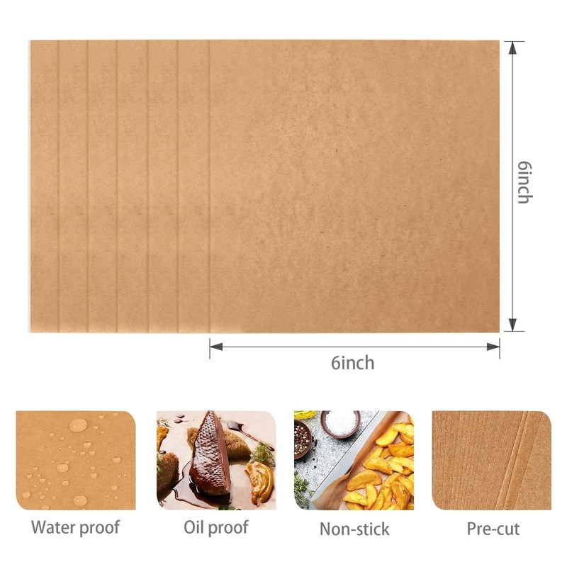 Putmhim 200Pcs 6 x 6 In Hamburger Patty Paper, small size, wood color gallery