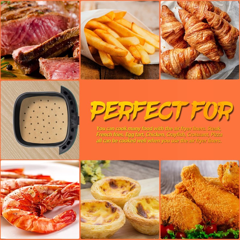 Numola 100 Pcs Air Fryer Liners Disposable Parchment Paper, 8 8IN, Unbleached gallery