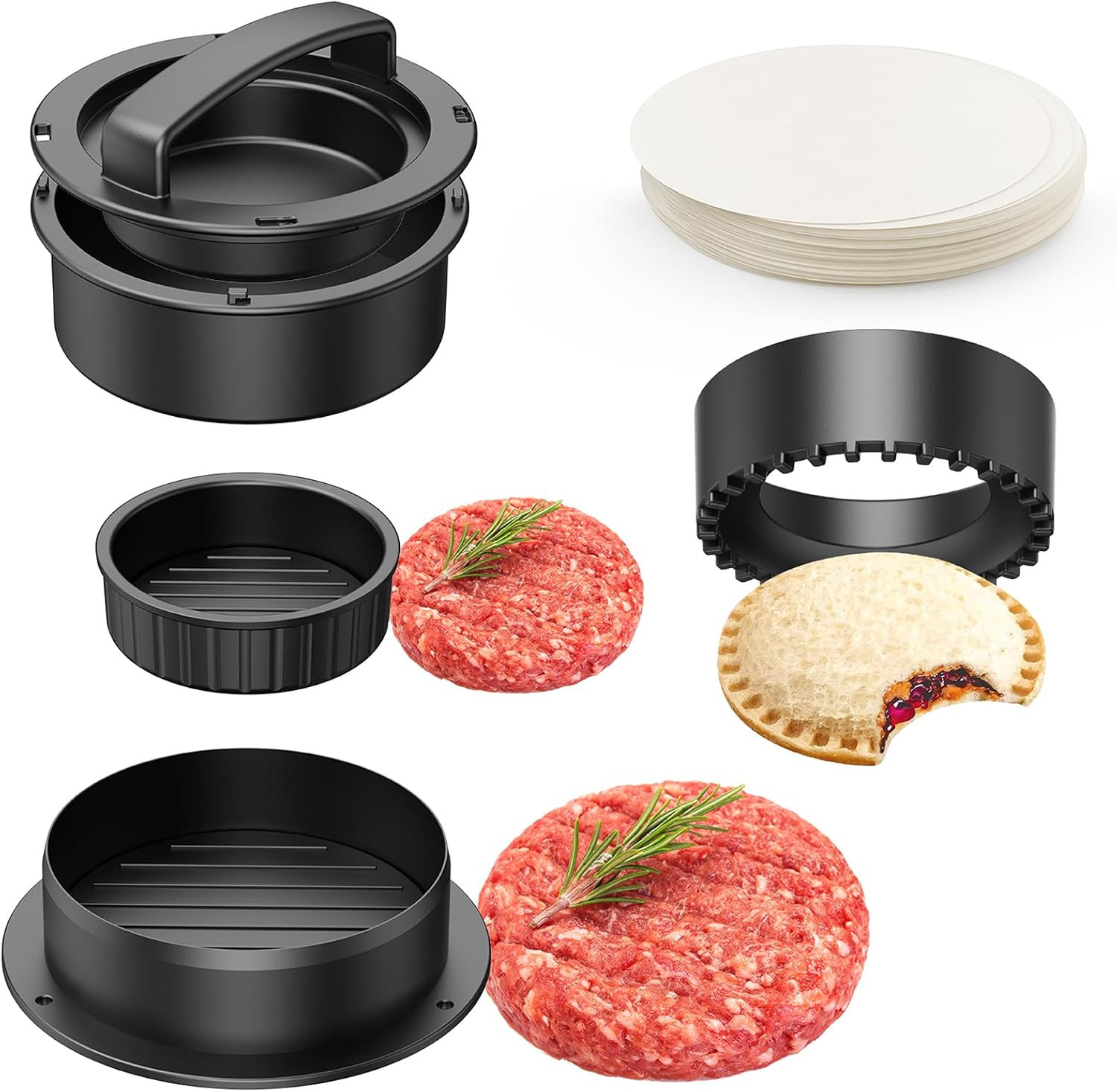 Hamburger Press, 4-In-1 Burger Press Patty Maker Slider, Stuffed Burgers Sandwic gallery
